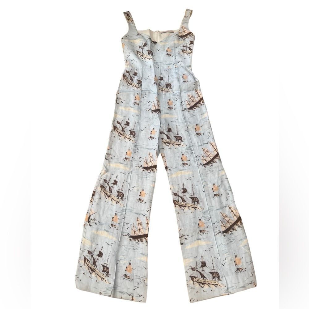 Emilia Wickstead Nautical Ships Linen blue Jumpsuit 6